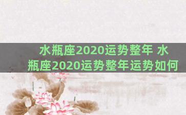 水瓶座2020运势整年 水瓶座2020运势整年运势如何